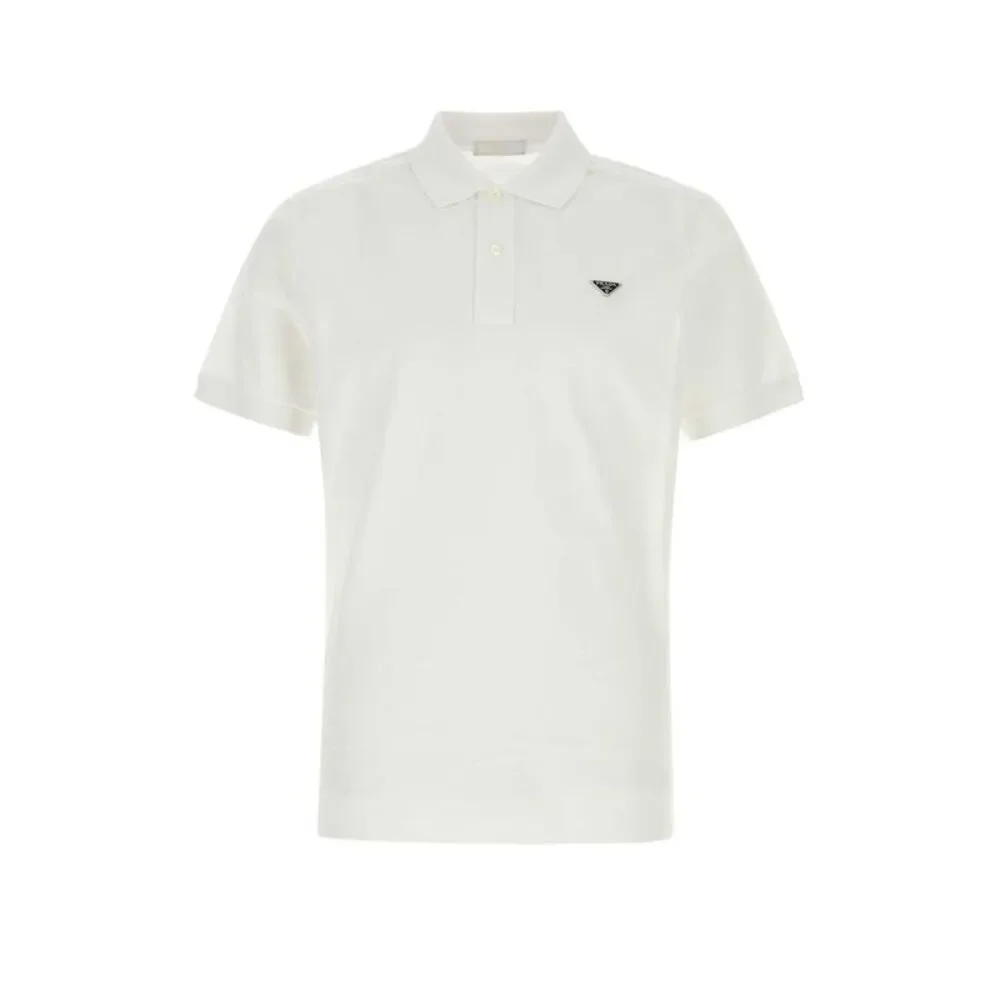 Prada Men White Piquet Polo Shirt